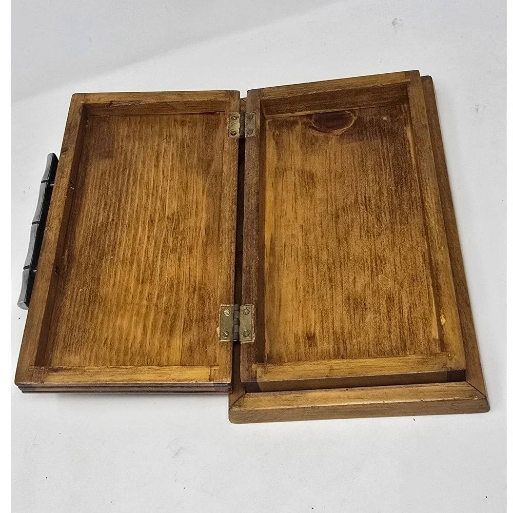 Vtg wooden casket style jewelry trinket box hinged oddity gothic dark‎ academia